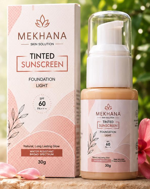 MEKHANA Tinted Sunscreen - Foundation Light   SPF 60 PA+++ | Water Resistant | Broad Spectrum | 30g
